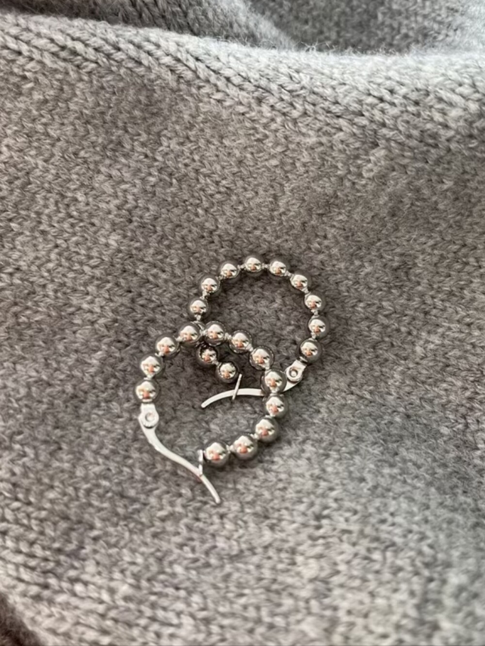 Silver Beaded Hoop Earrings